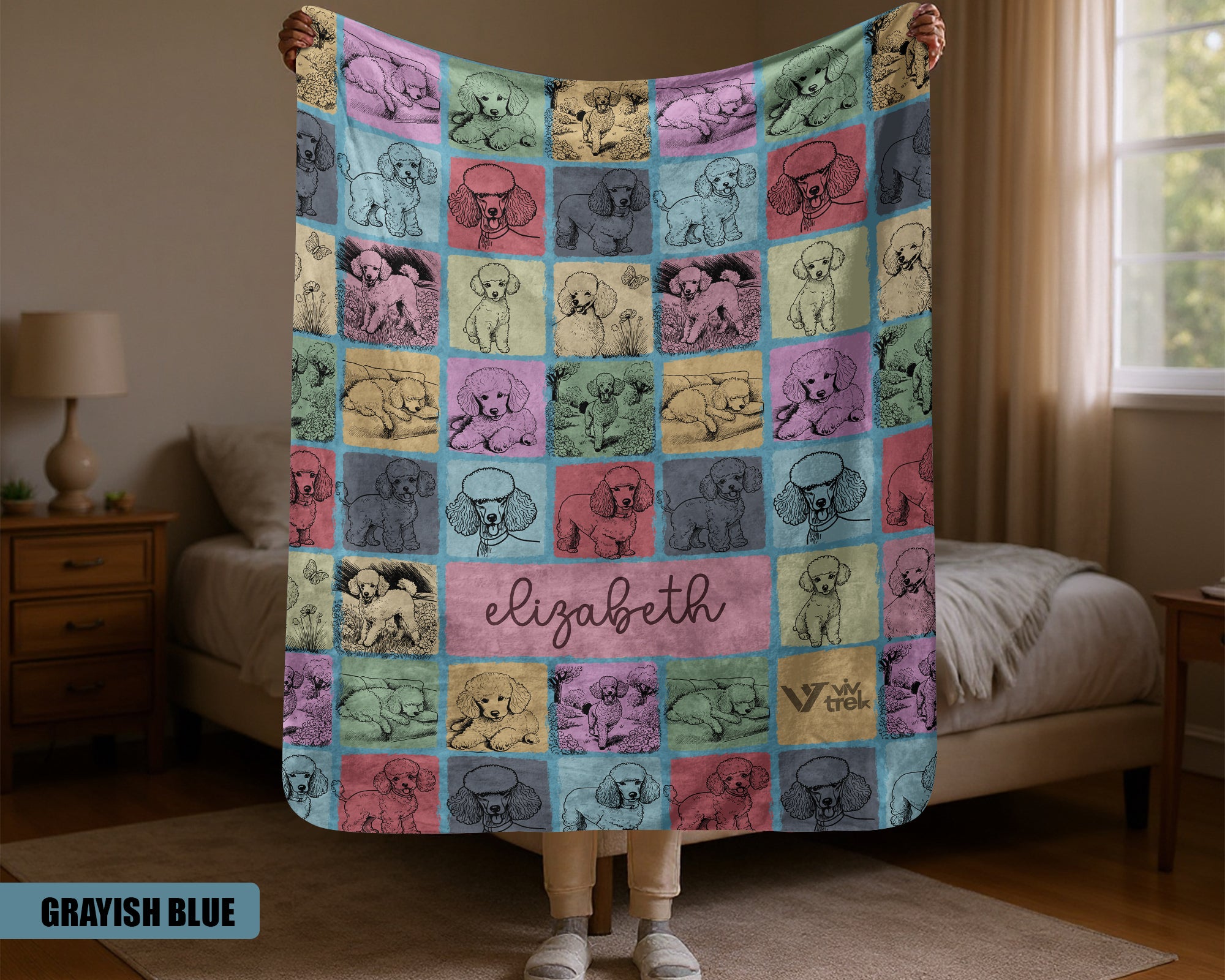 Custom Poodle Dog Blanket, Cozy Vintage Throw, Personalized Gift for Dog Lovers