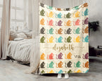 Custom Name Monkey Blanket Personalized Cozy Retro Animal Throw Gift