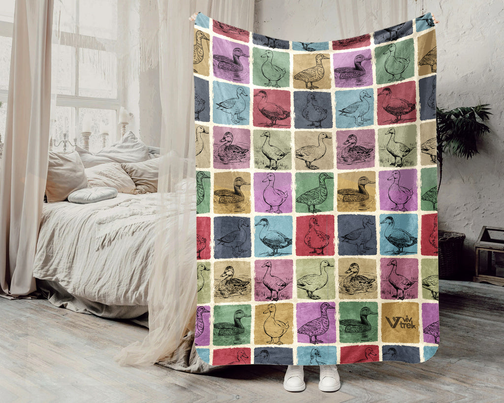 Vintage Duck Lover Blanket – Cozy Farm Animal Throw Gift