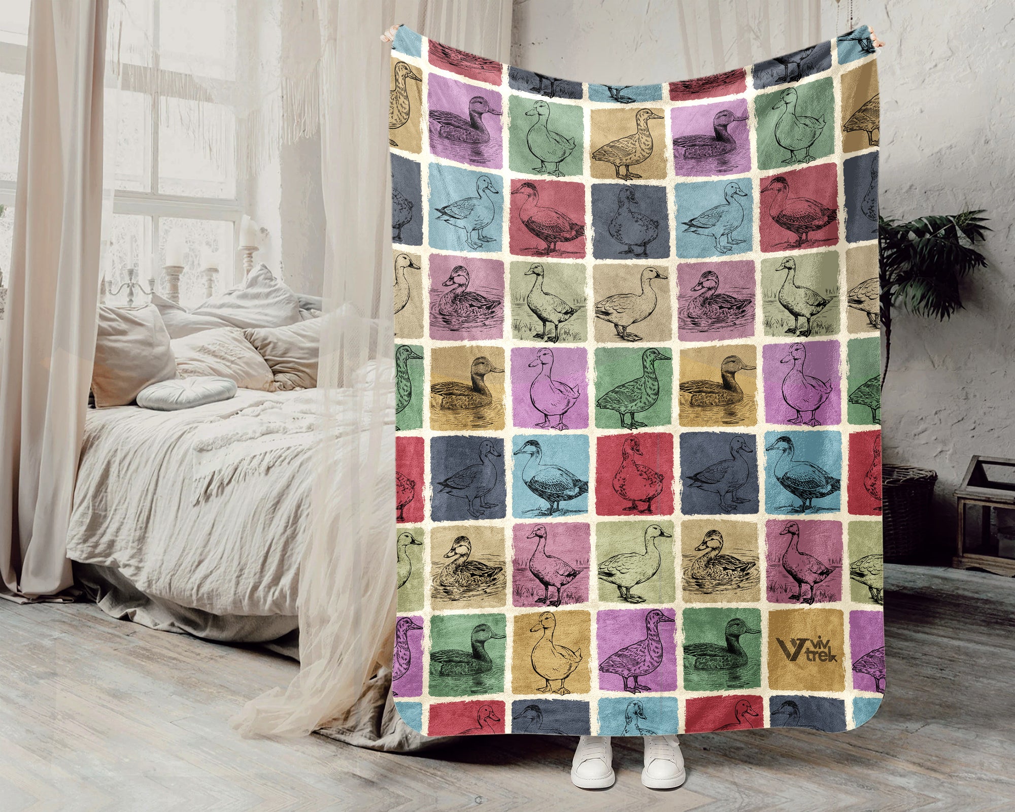 Vintage Duck Lover Blanket – Cozy Farm Animal Throw Gift