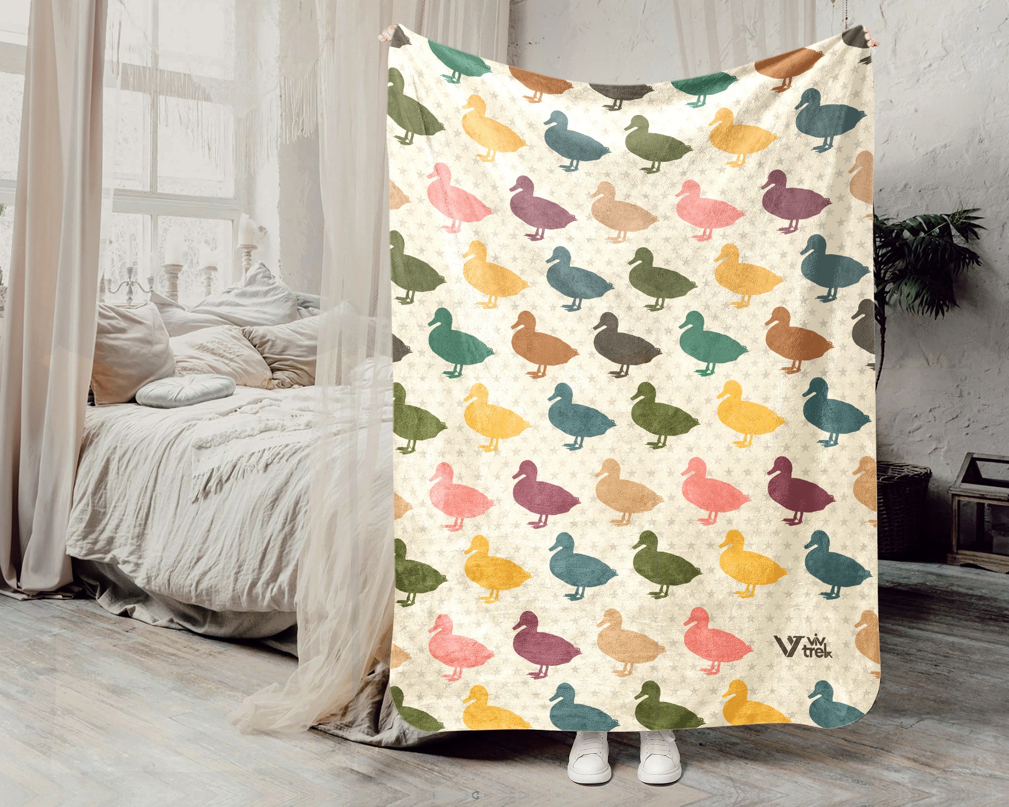 Retro Duck Lover Blanket – Cozy Farm Animal Wildlife Throw