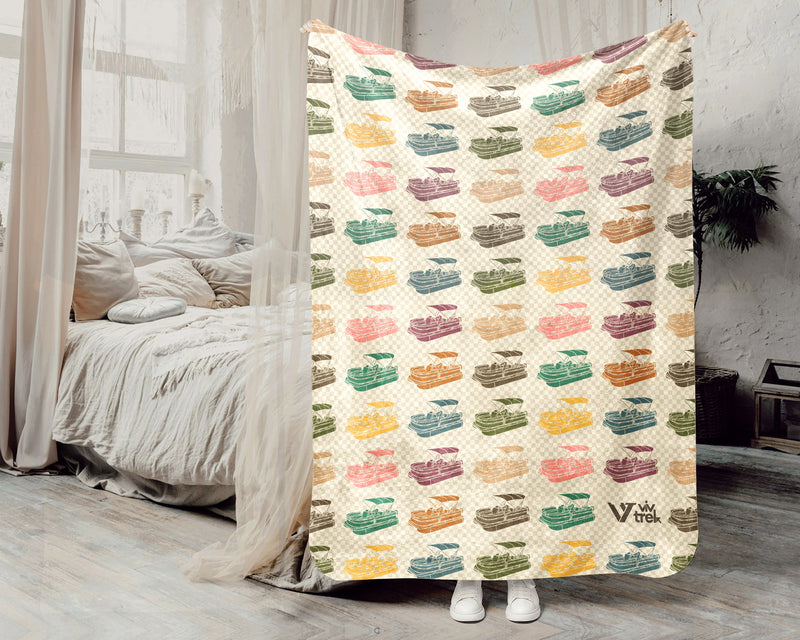 Vintage Pontoon Boat Blanket – Cozy Nautical Throw for Lake Lovers