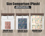 Size comparison chart for plush blankets