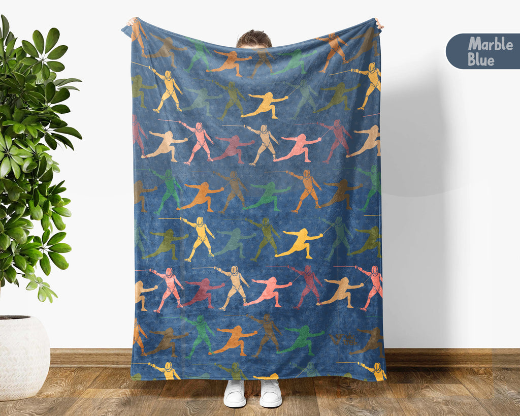 Retro Fencing Lover Blanket – Cozy Sports Throw Gift for Fencers