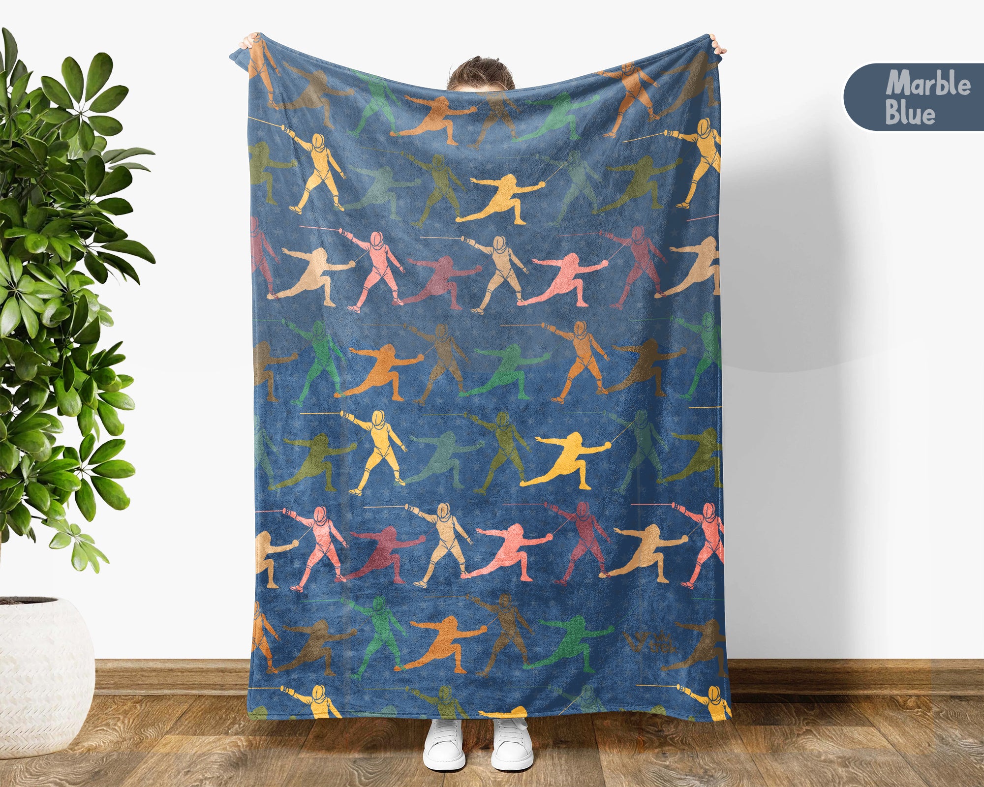 Retro Fencing Lover Blanket – Cozy Sports Throw Gift for Fencers