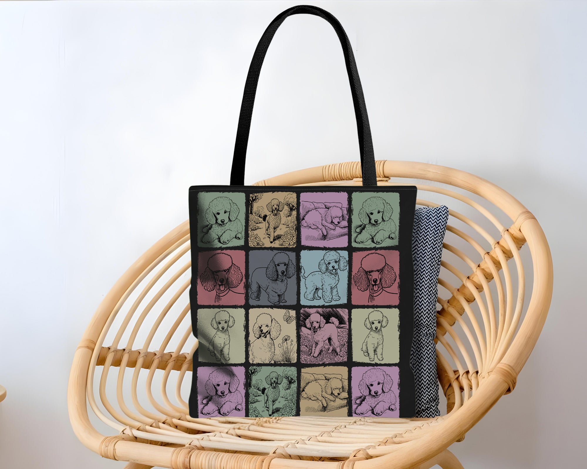 Tote bag with Colorful dog pattern