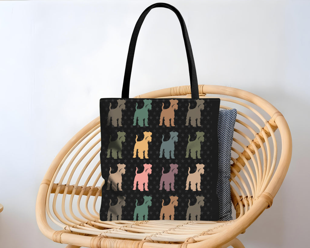 Tote bag with dog pattern background