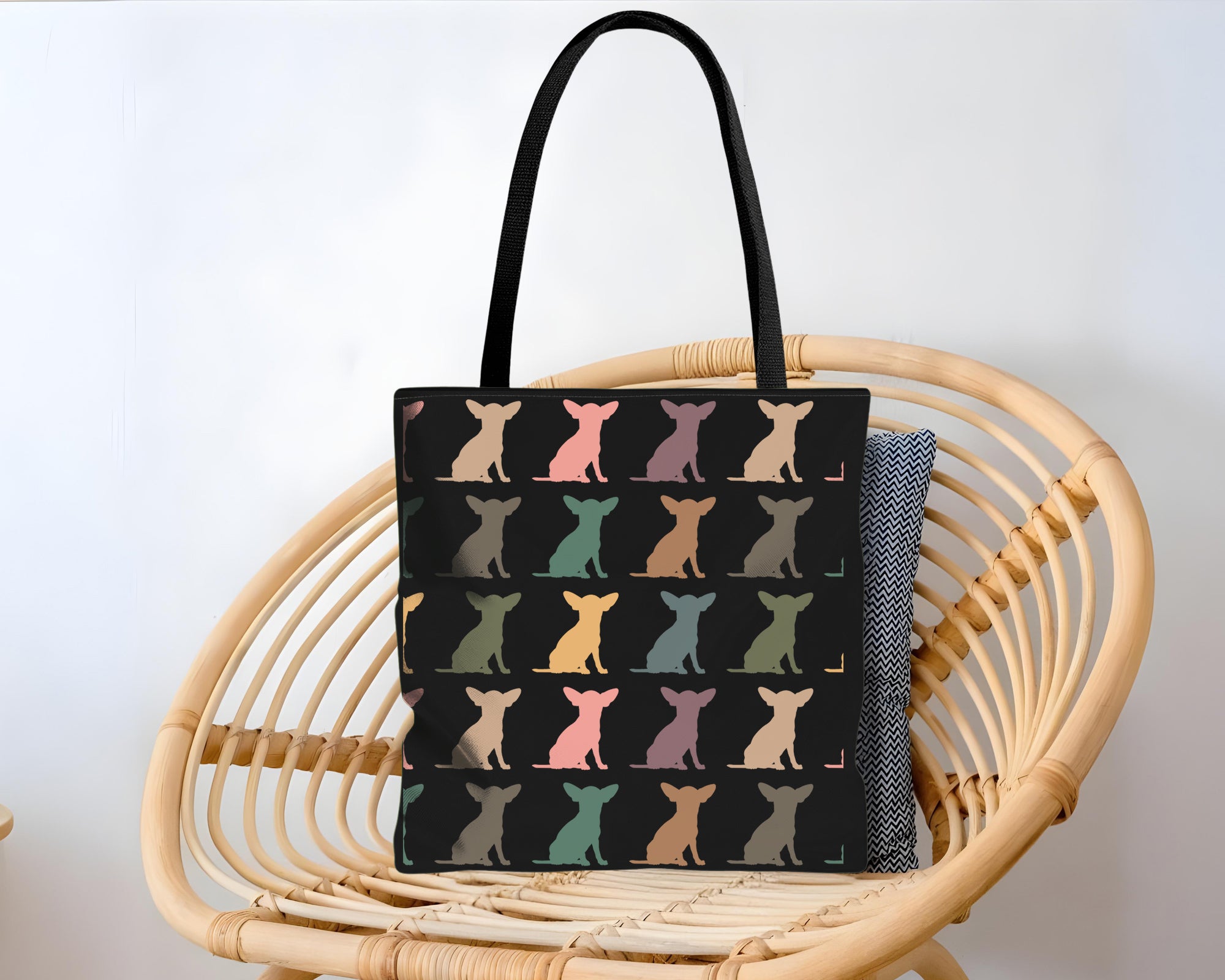 Tote bag with dog pattern on a background