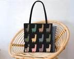 Tote bag with llama pattern on a background