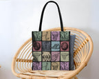 Tote bag with sports-themed basketball  design on a light background