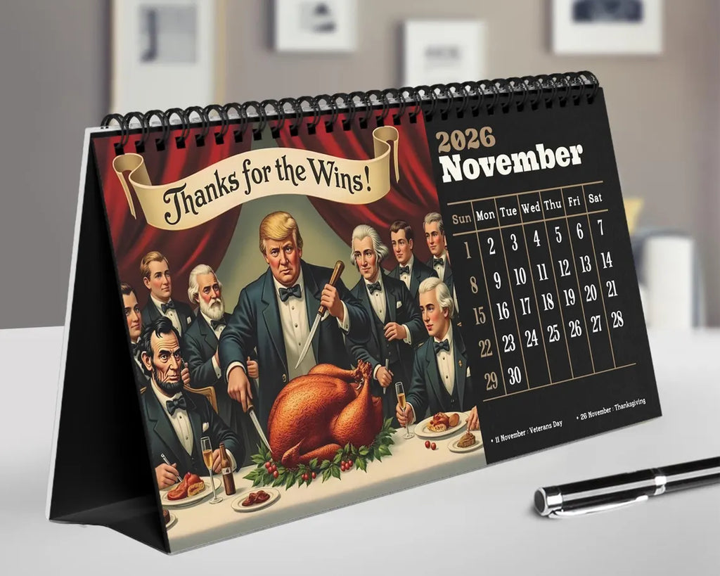Trump 2025-2026 Academic Desk Calendar | Funny MAGA Gift for Office & Home