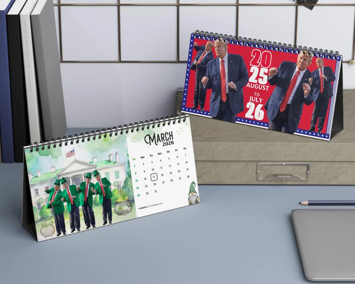 Trump 2025-2026 Academic Desk Calendar Funny MAGA Gift for Office & School