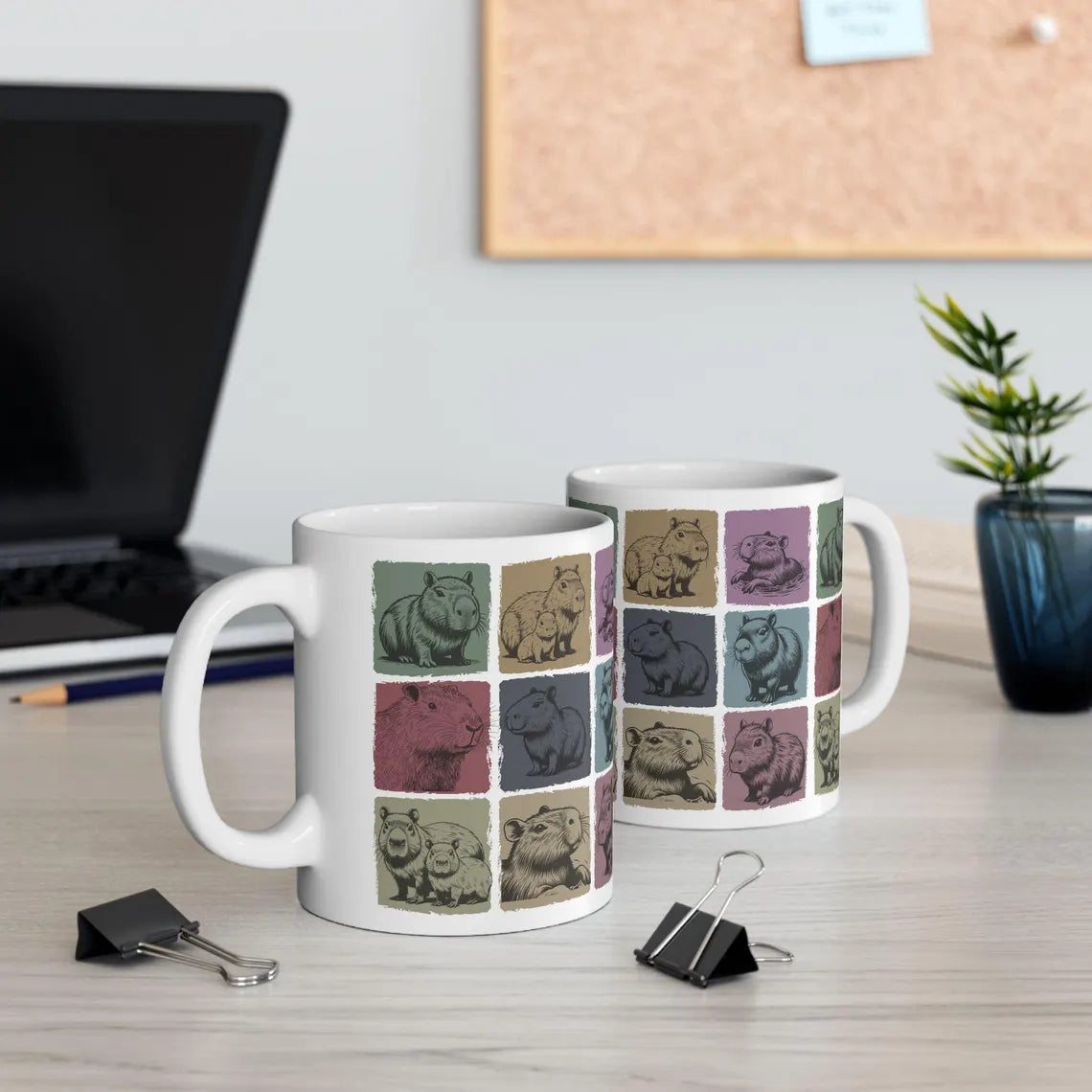 Capybara Lover Mug – Funny "Easily Distracted" Gift – Vintage Black Distressed Retro Rodent Mug