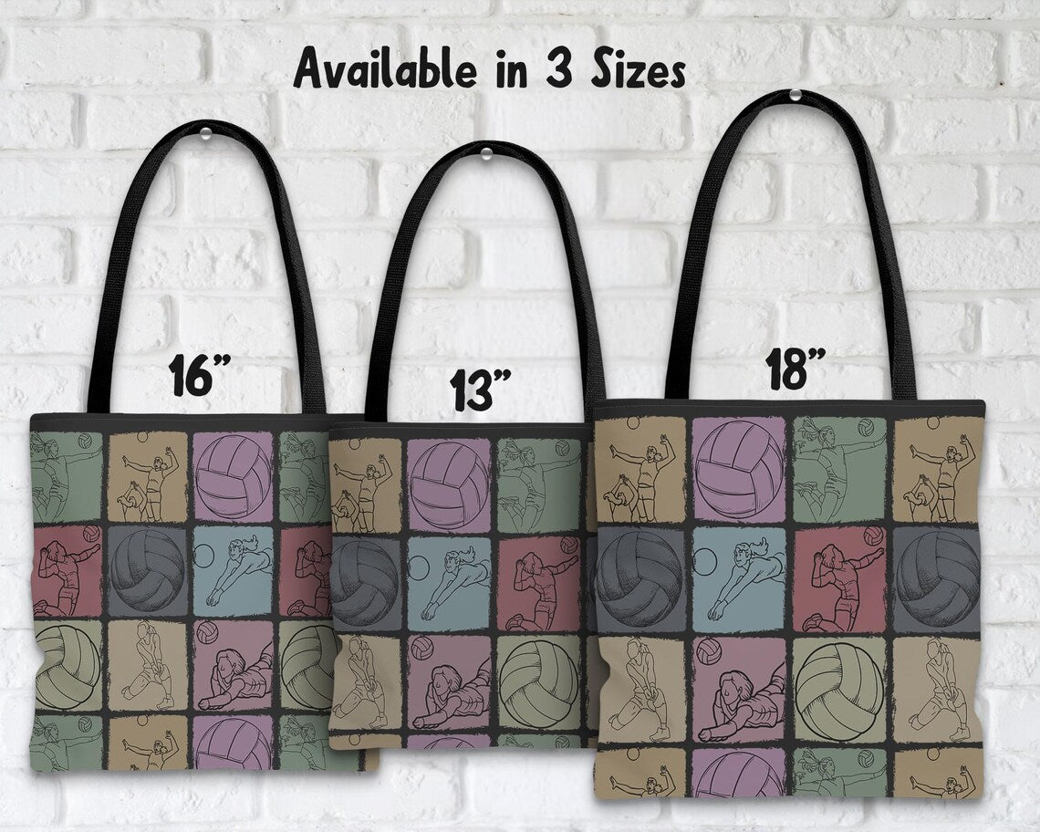 Vintage Volleyball Tote Bag – Retro Sports Lover Over Shoulder Carry Bag – Enthusiast Gift for Everyday Use