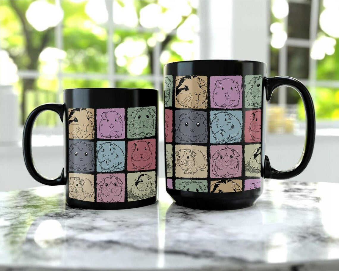 Vintage Guinea Pig Mug – Retro Black Pet Lover Coffee Cup Under $25, Cute Gift for Guinea Pig Owners ☕🐹