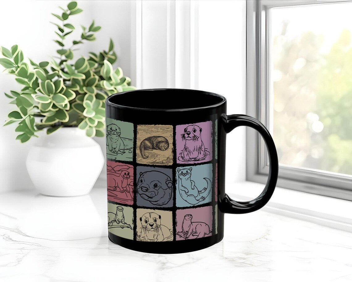 Vintage Retro Otter Mug | Distressed Cute Animal Lover Coffee Cup | Unique Otter Owner Gift