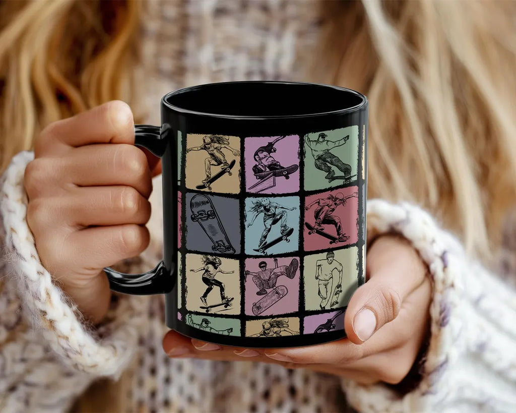 Retro Skateboarding Lover Mug, Vintage Skateboard Coffee Cup, Distressed Skateboarder Gift, Cool Skater Mug, Unique Skateboard Gift Idea