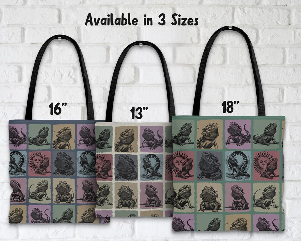 Vintage Bearded Dragon Tote Bag | Retro Bearded Dragon Lover Shoulder Bag | Cute Pet Reptile Gift | Everyday Carry Bag for Enthusiasts