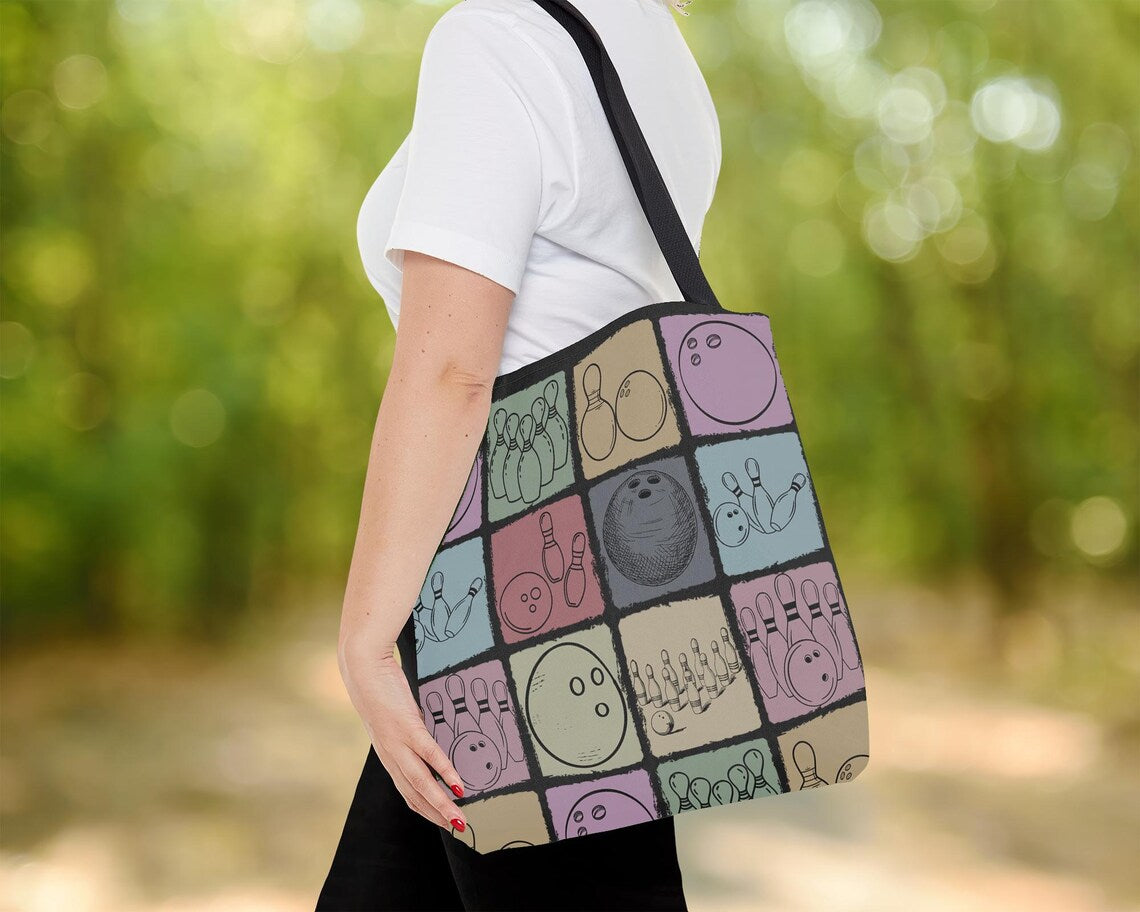 Vintage Bowling Lover Tote Bag | Retro Enthusiast Gift | Cute Sports Fan Shoulder Bag | Everyday Carryall