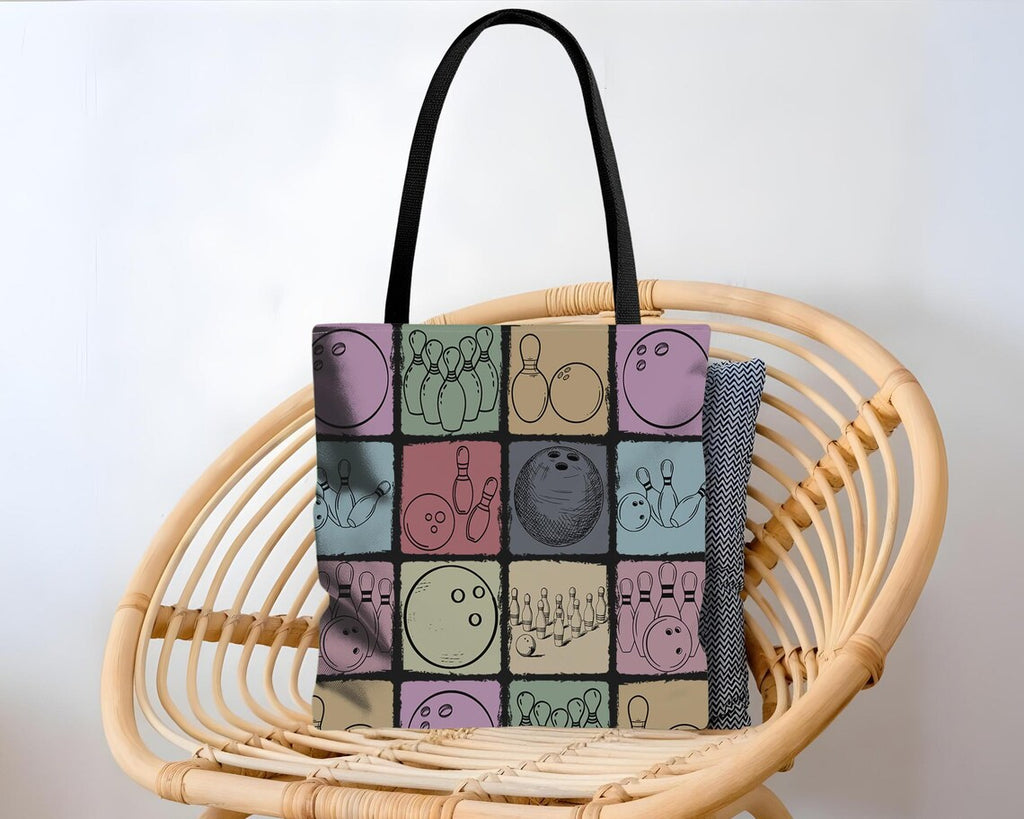 Vintage Bowling Lover Tote Bag | Retro Enthusiast Gift | Cute Sports Fan Shoulder Bag | Everyday Carryall