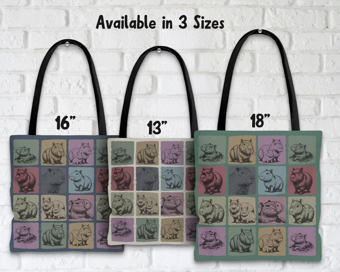 Vintage Capybara Tote Bag – Retro Cute Animal Lover Shoulder Bag – Everyday Reusable Nature Gift