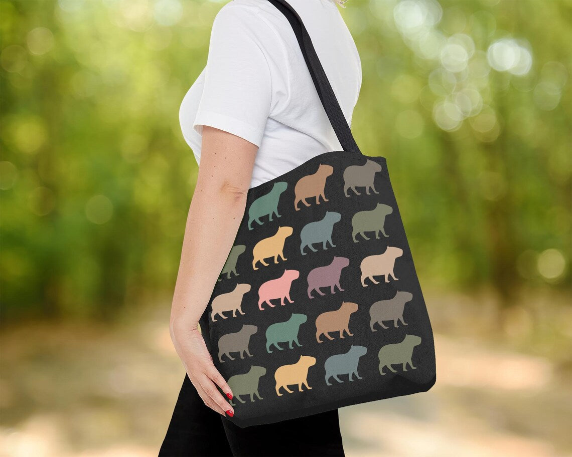 Retro Capybara Tote Bag – Vintage Cute Animal Lover Shoulder Bag – Reusable Everyday Carryall Nature Gift