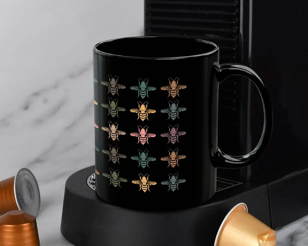 Retro Bee Lover Mug | Vintage Honey Bee Coffee Cup | Distressed Nature Gift for Beekeepers | Bee Fan Enthusiast Present