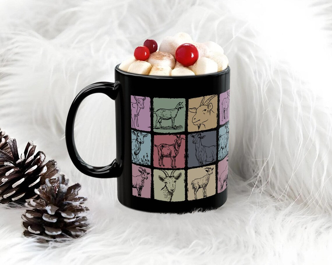 Vintage Goat Mug | Retro Goat Lover Coffee Cup | Farm Animal Gift for Animal Enthusiasts | Cute Goat Cup