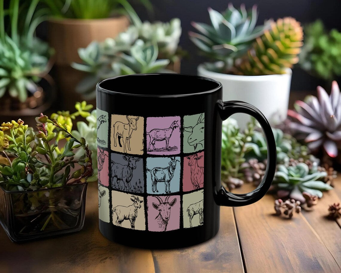 Vintage Goat Mug | Retro Goat Lover Coffee Cup | Farm Animal Gift for Animal Enthusiasts | Cute Goat Cup
