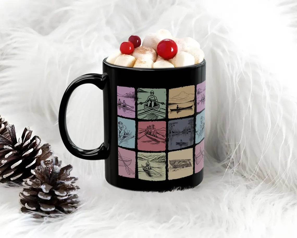 Vintage Rowing Mug, Retro Crew Team Coffee Cup, Rowing Enthusiast Gift for Him or Her, Boat Lover Mug, Athlete Coffee Lover Gift