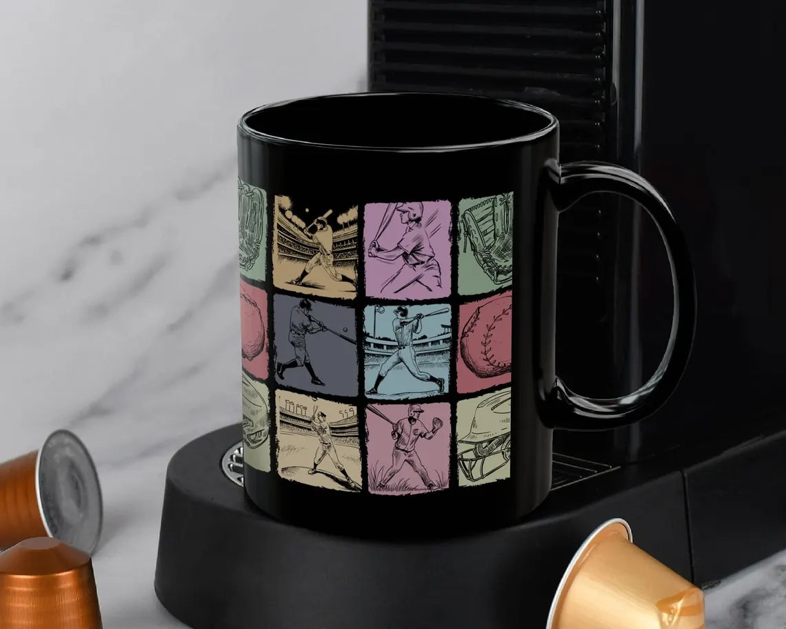 Vintage Baseball Mug, Retro Baseball Lover Coffee Cup, Sports Enthusiast Gift, Classic Baseball Fan Mug, Baseball Player Gift Idea