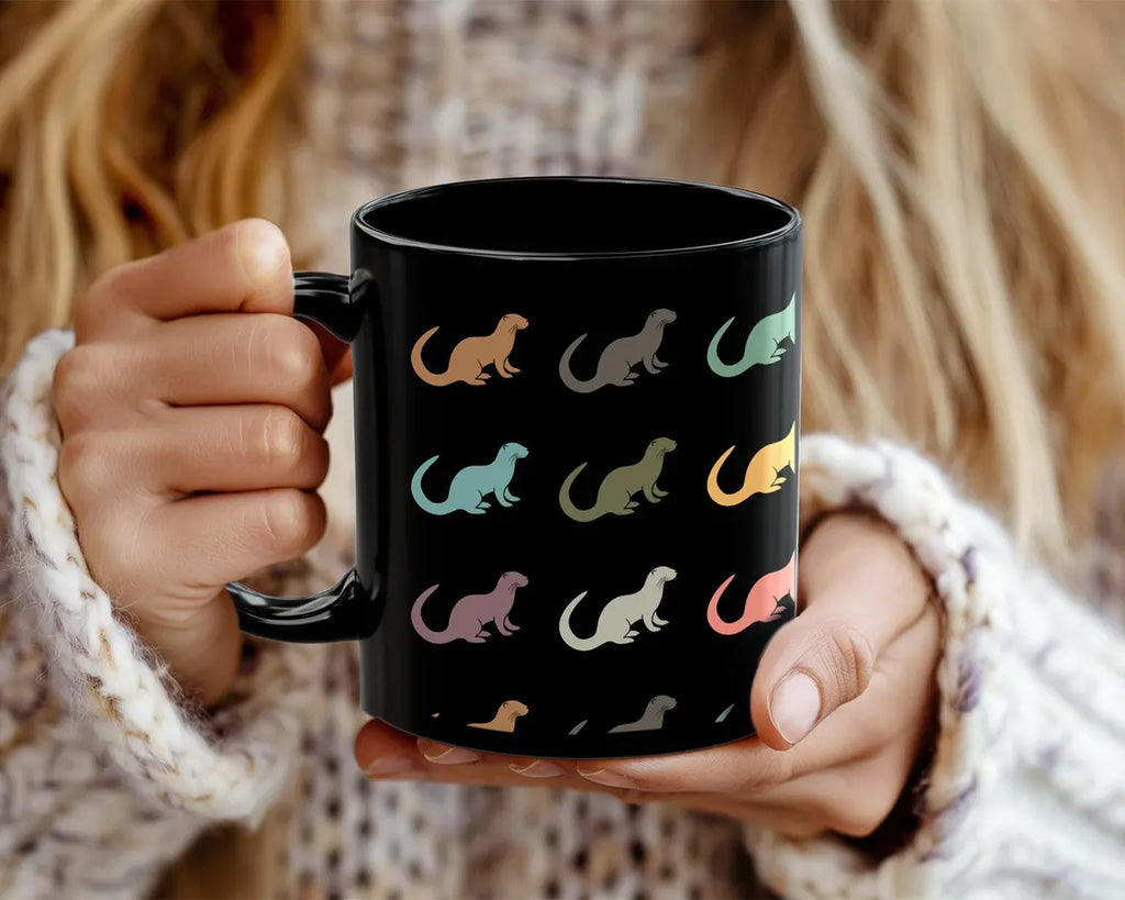 Retro Vintage Otter Mug | Cute Distressed Otter Coffee Cup | Animal Lover Gift Idea for Owners
