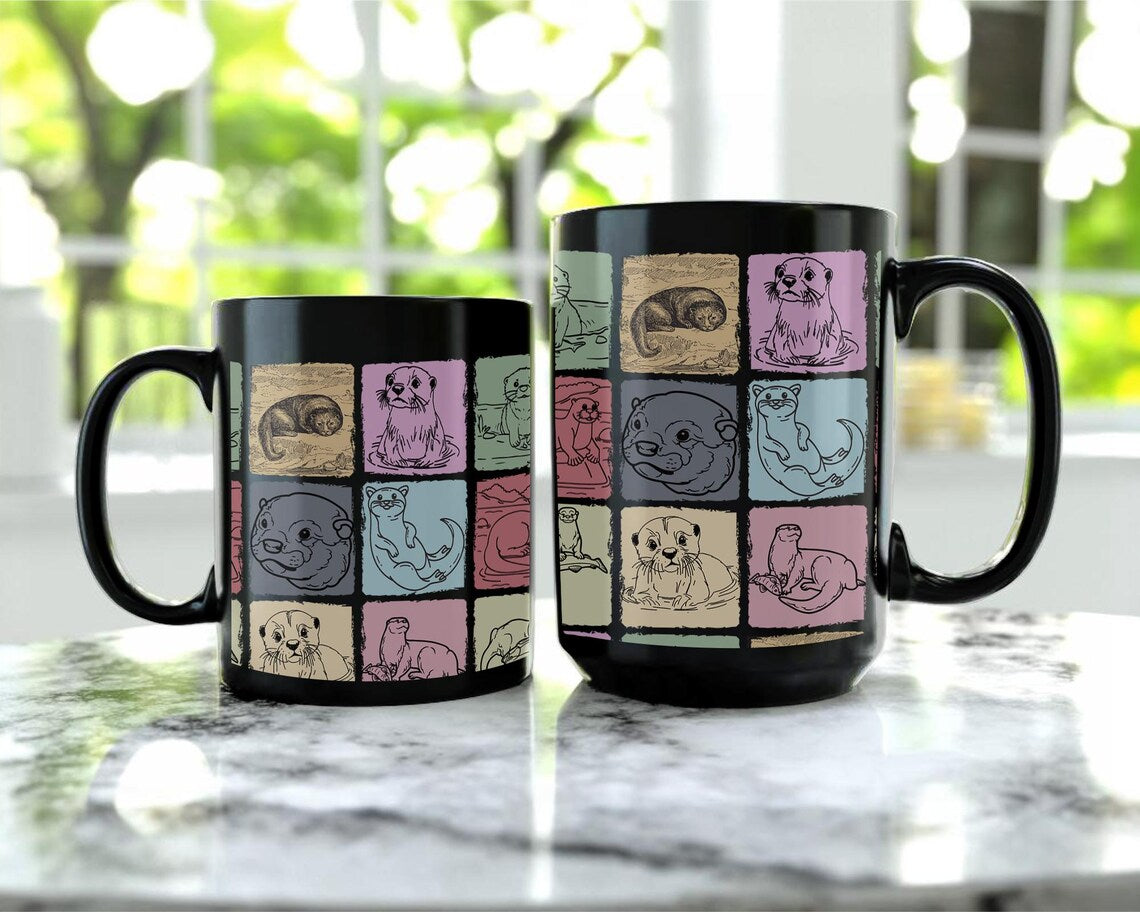 Vintage Retro Otter Mug | Distressed Cute Animal Lover Coffee Cup | Unique Otter Owner Gift