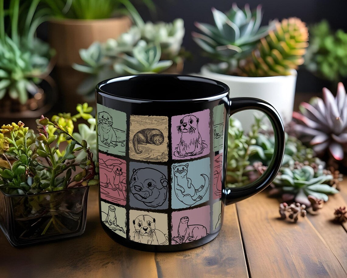 Vintage Retro Otter Mug | Distressed Cute Animal Lover Coffee Cup | Unique Otter Owner Gift