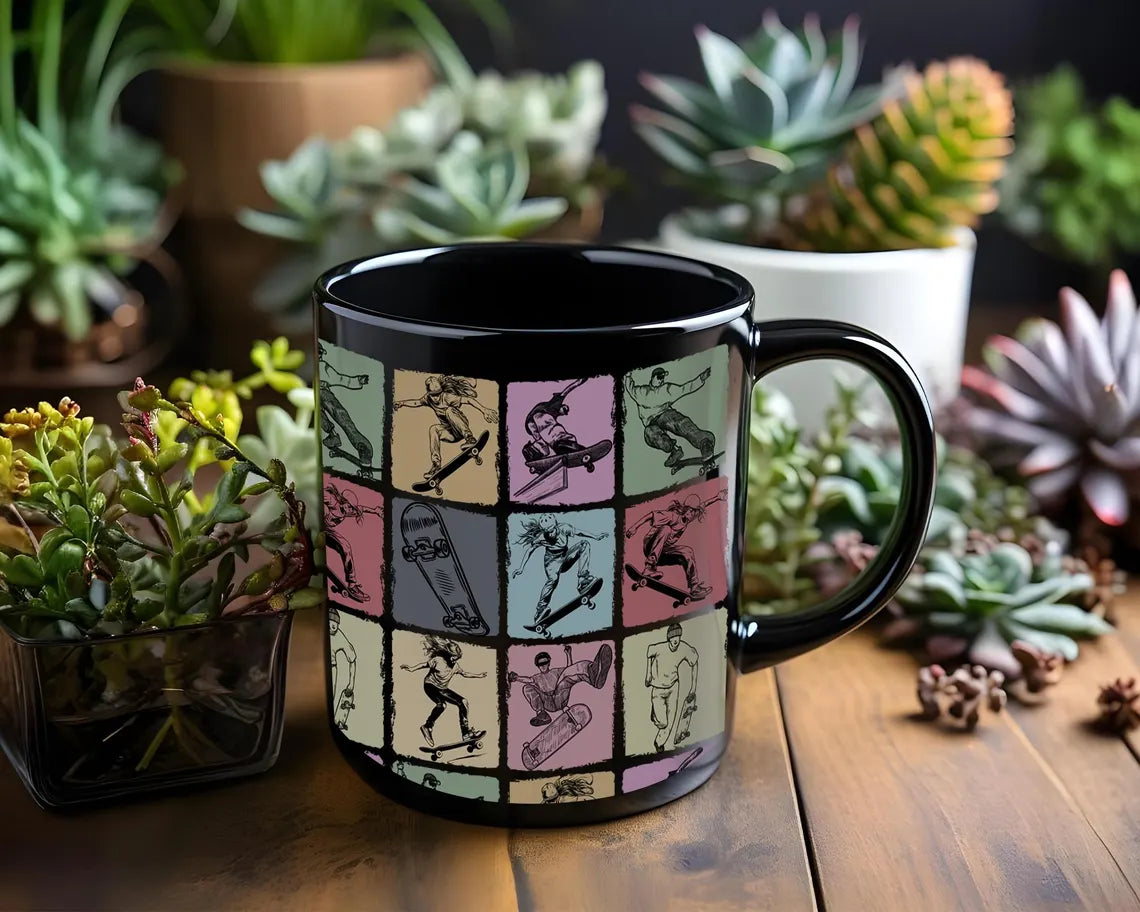 Retro Skateboarding Lover Mug, Vintage Skateboard Coffee Cup, Distressed Skateboarder Gift, Cool Skater Mug, Unique Skateboard Gift Idea