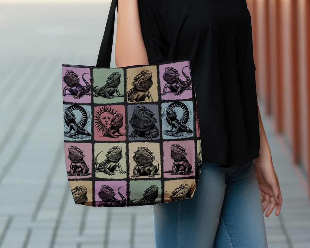 Vintage Bearded Dragon Tote Bag | Retro Bearded Dragon Lover Shoulder Bag | Cute Pet Reptile Gift | Everyday Carry Bag for Enthusiasts