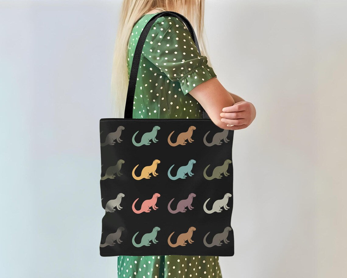 Retro Otter Tote Bag – Cute Otter Lover Gift Under $25, Perfect for Her, Him, School, Grocery & Holidays 🦦