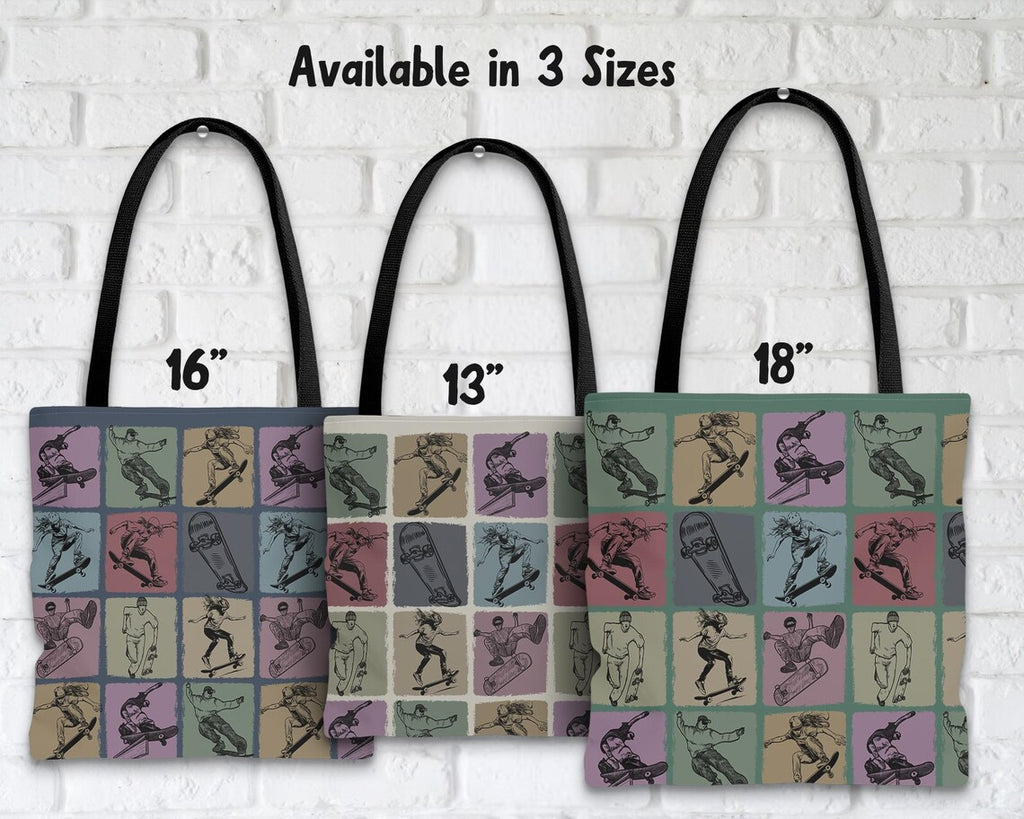 Vintage Skateboarding Tote Bag – Cool Skater Over Shoulder Carry Bag – Aesthetic School Gift for Lovers