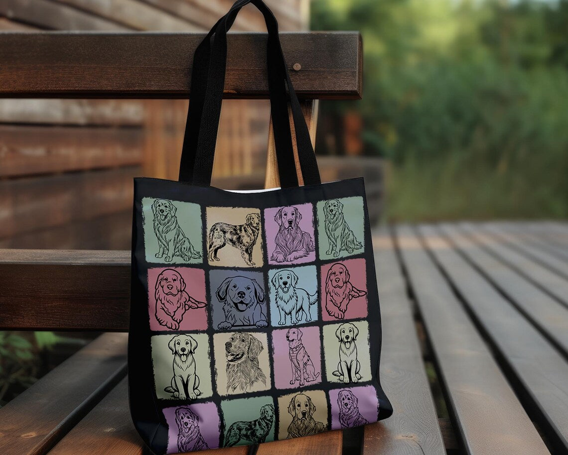 Golden Retriever Tote Bag | Retro Dog Lover Gift | Vintage Pet Design Shopper | Cute Dog Breed Carryall