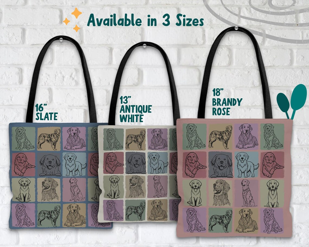 Golden Retriever Tote Bag | Retro Dog Lover Gift | Vintage Pet Design Shopper | Cute Dog Breed Carryall