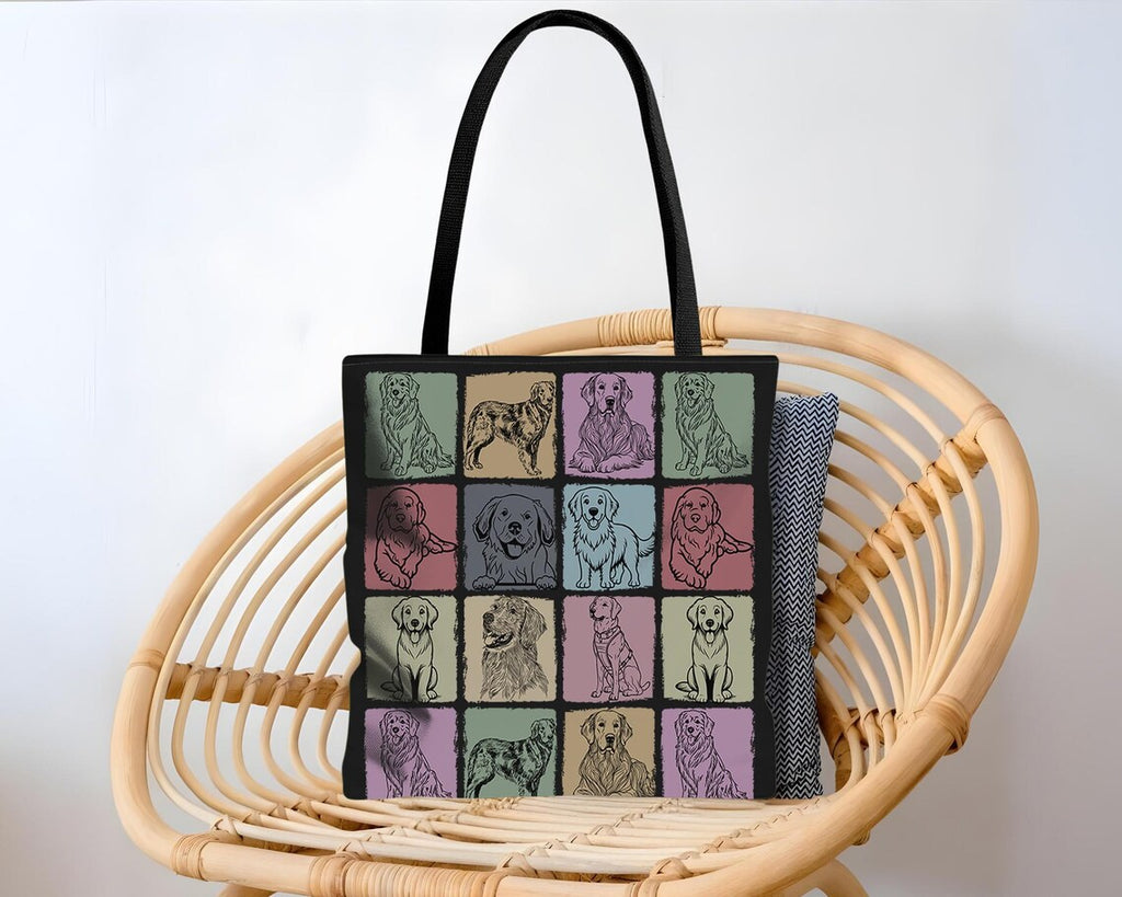 Golden Retriever Tote Bag | Retro Dog Lover Gift | Vintage Pet Design Shopper | Cute Dog Breed Carryall