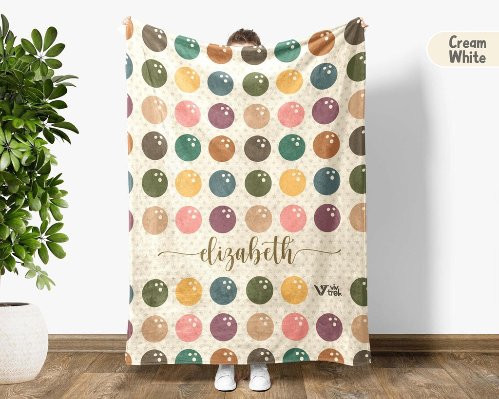 Custom Name Bowling Blanket | Personalized Throw Gift for Bowling Lovers | Player Fleece | Custom Sports Decor