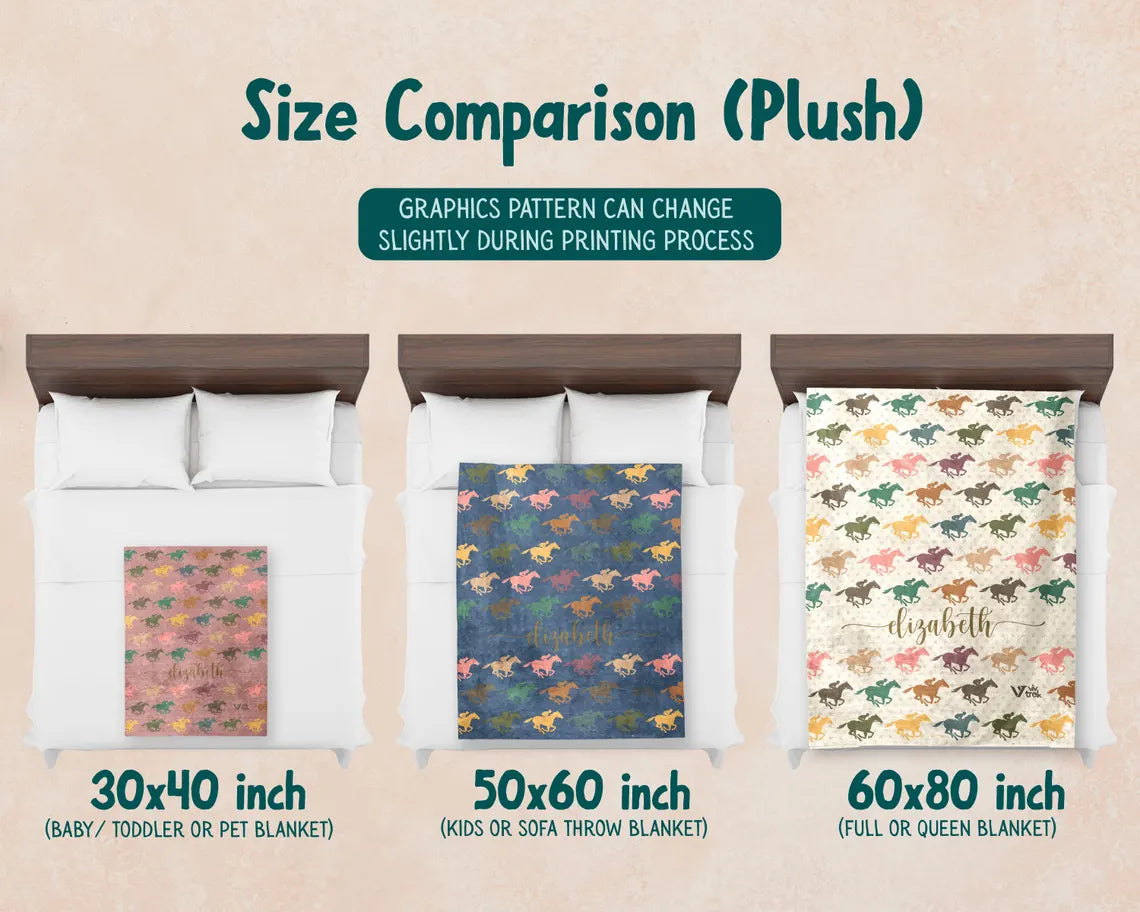 Personalized Horse Racing Blanket, Retro Custom Name Throw, Equestrian Lover Gift, Cozy Race Day Blanket, Sporty Decor for Racing Fans