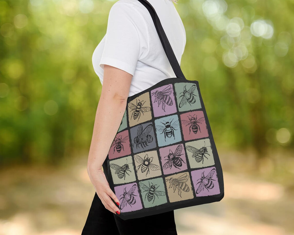 Vintage Bee Lover Tote Bag | Cute Bumblebee Gift Bag | Reusable Shoulder Bag for Nature Lovers | Bumblebee Themed Everyday Carry Bag