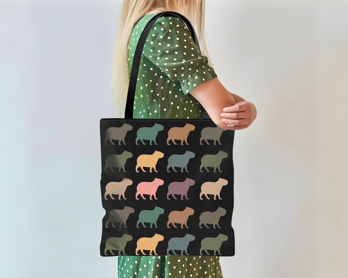 Retro Capybara Tote Bag – Vintage Cute Animal Lover Shoulder Bag – Reusable Everyday Carryall Nature Gift