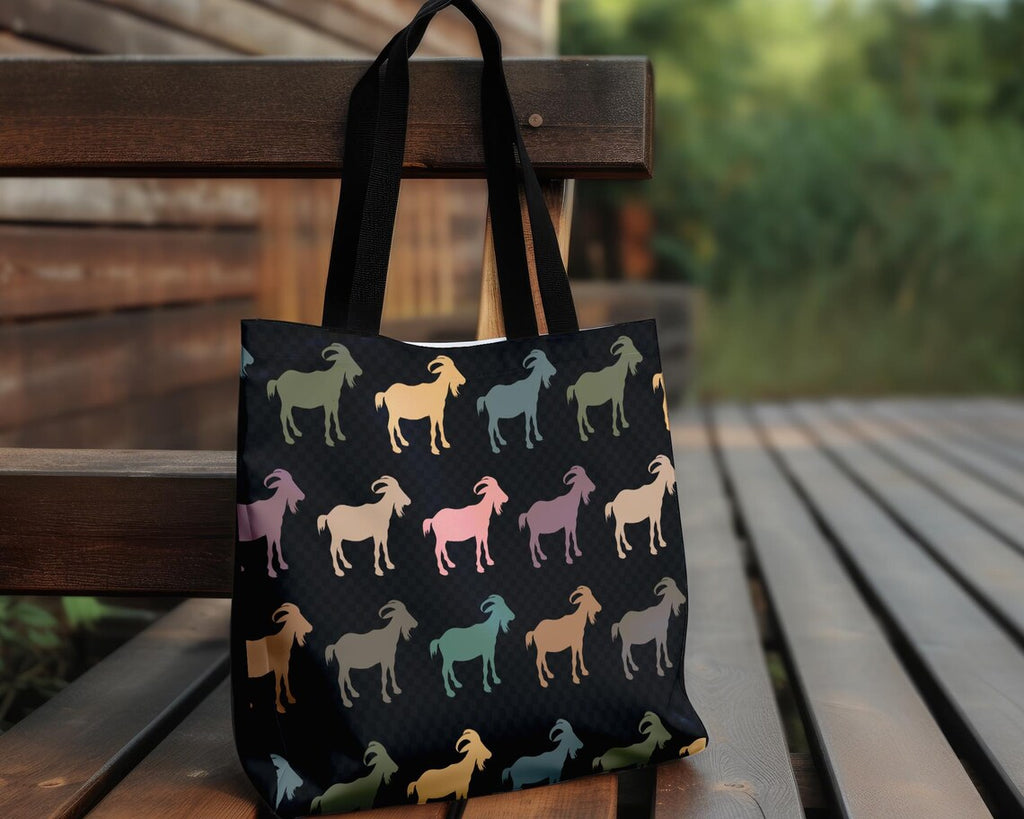 Retro Goat Tote Bag | Vintage Style Goat Lover Gift | Reusable Animal Shoulder Bag | Cute Goat Themed Everyday Tote