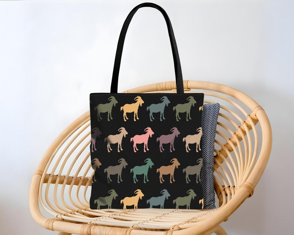 Retro Goat Tote Bag | Vintage Style Goat Lover Gift | Reusable Animal Shoulder Bag | Cute Goat Themed Everyday Tote