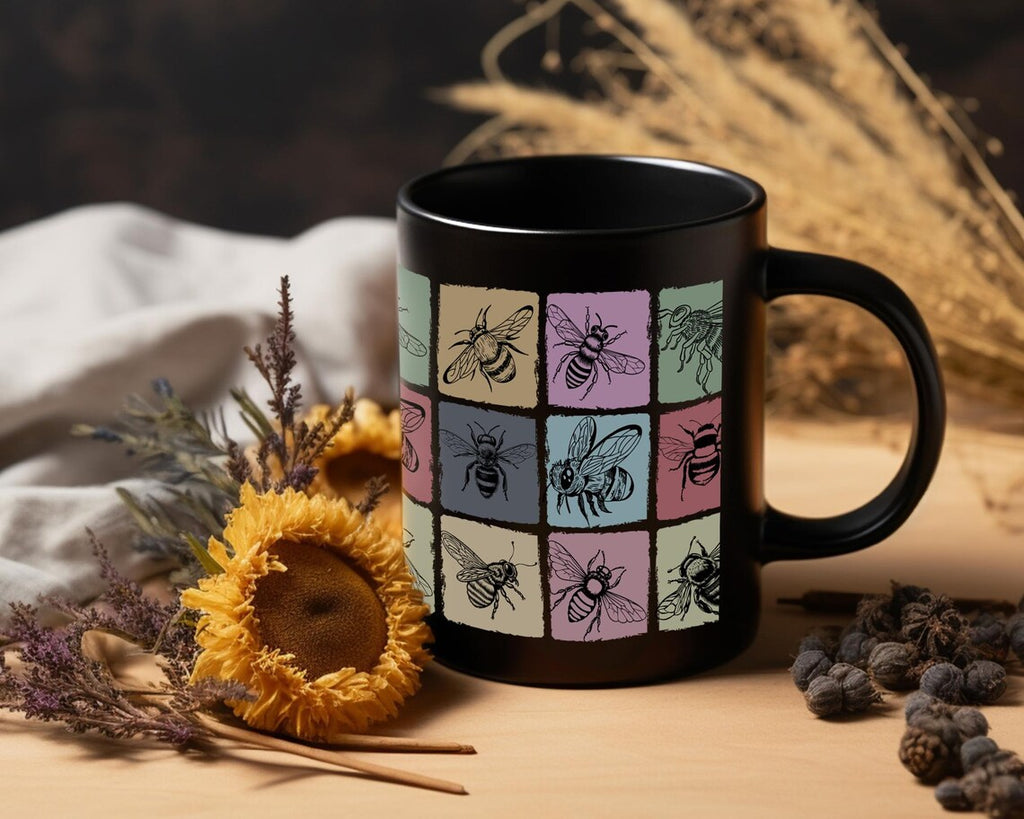 Retro Bee Lover Mug | Vintage Honey Bee Coffee Cup | Distressed Nature Gift for Beekeepers | Bee Fan Enthusiast Present