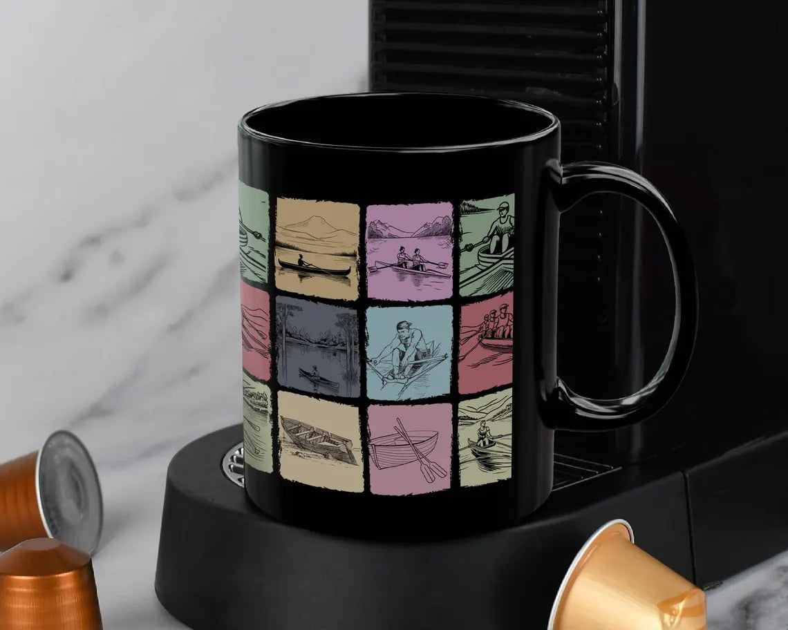 Vintage Rowing Mug, Retro Crew Team Coffee Cup, Rowing Enthusiast Gift for Him or Her, Boat Lover Mug, Athlete Coffee Lover Gift