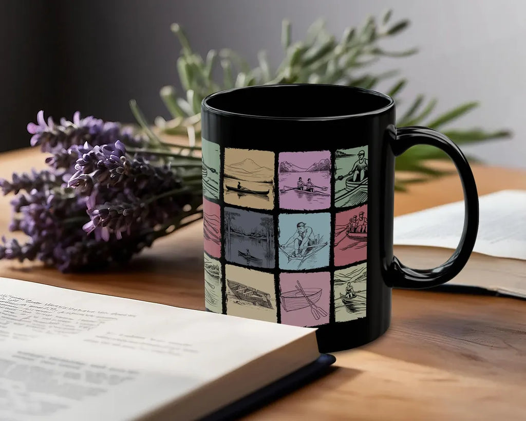 Vintage Rowing Mug, Retro Crew Team Coffee Cup, Rowing Enthusiast Gift for Him or Her, Boat Lover Mug, Athlete Coffee Lover Gift